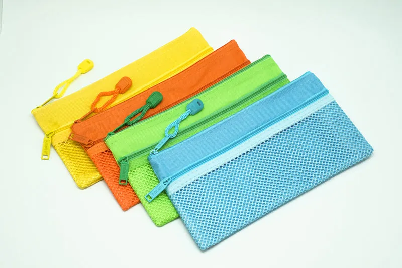 2 Compartment Fabric Neon Colour Zipper Pencil Case (PC)