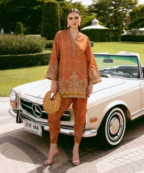 2 Piece - Embroidered Silk Suit