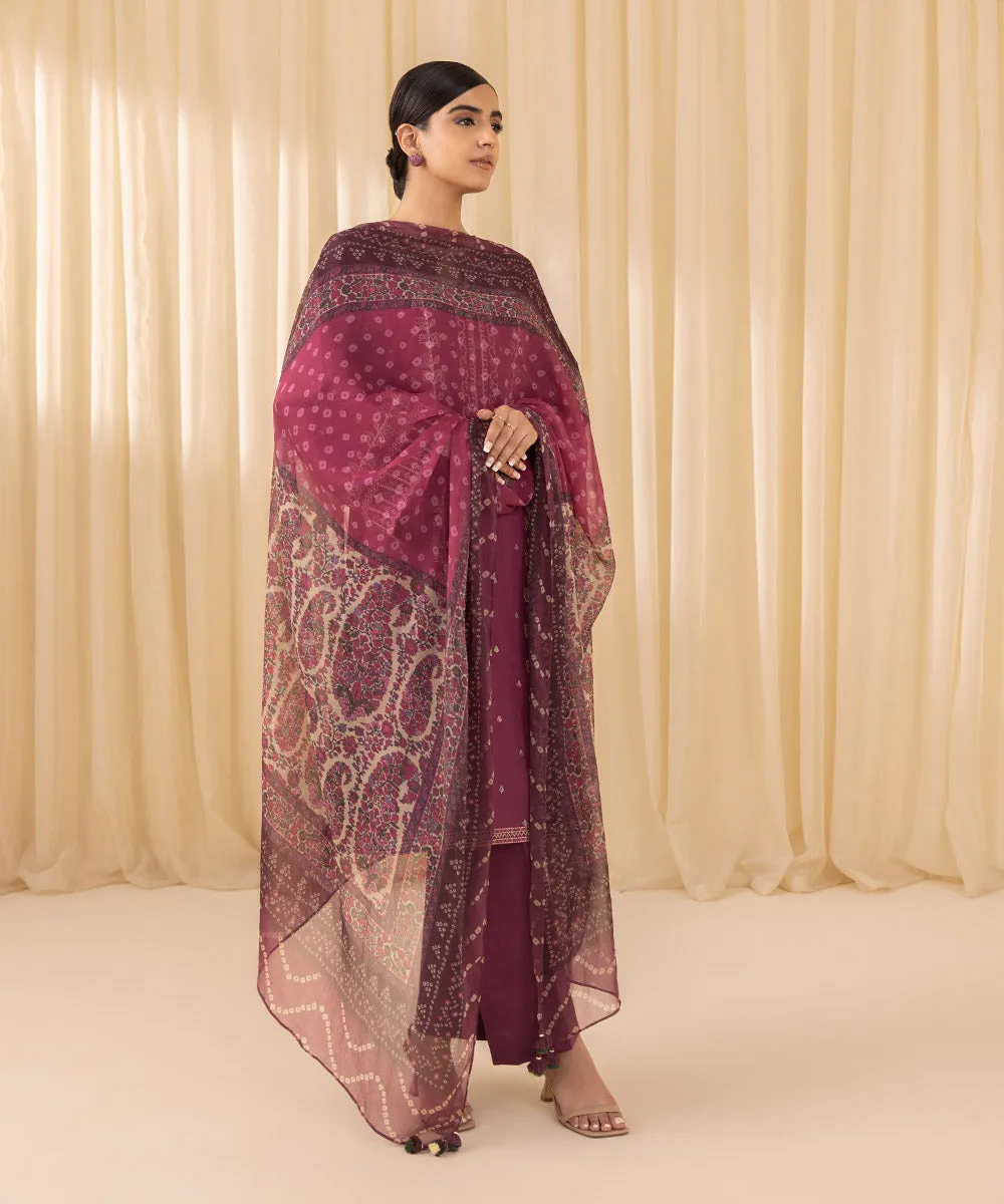 3 Piece -  Embroidered Cotton Viscose Suit