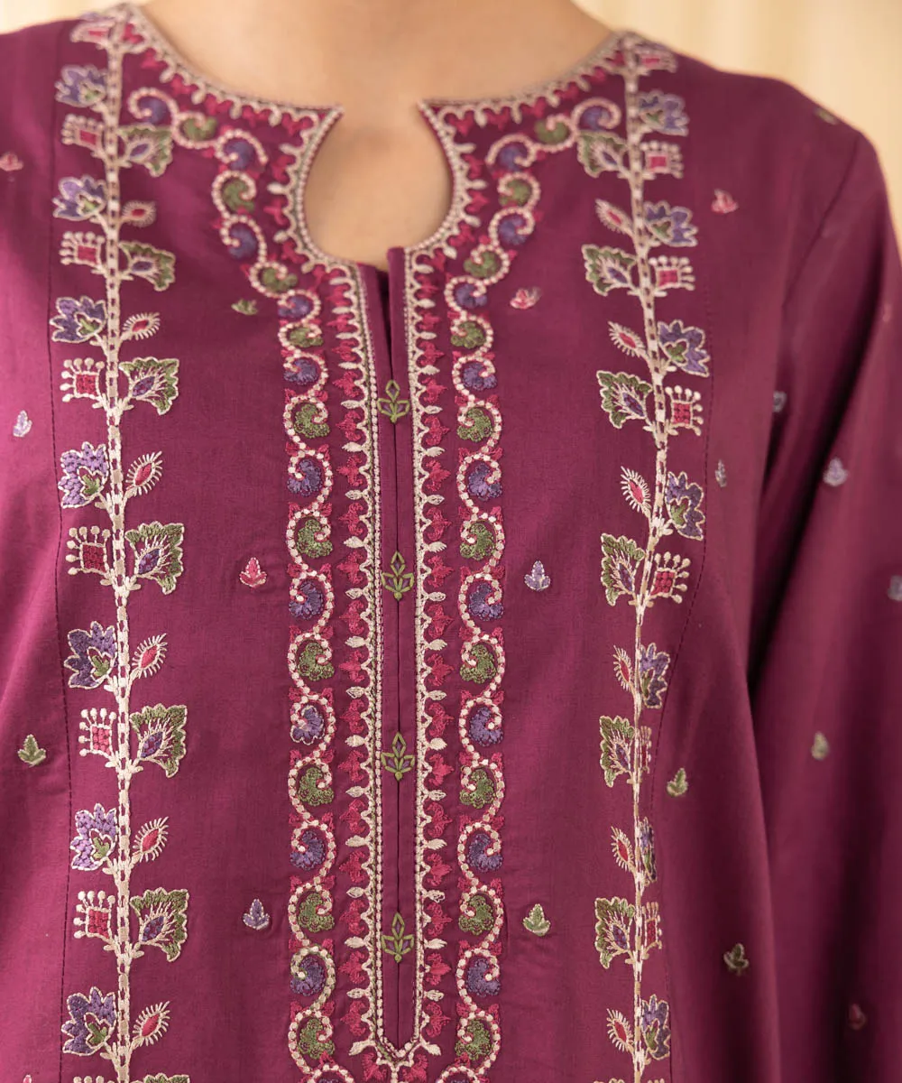 3 Piece -  Embroidered Cotton Viscose Suit