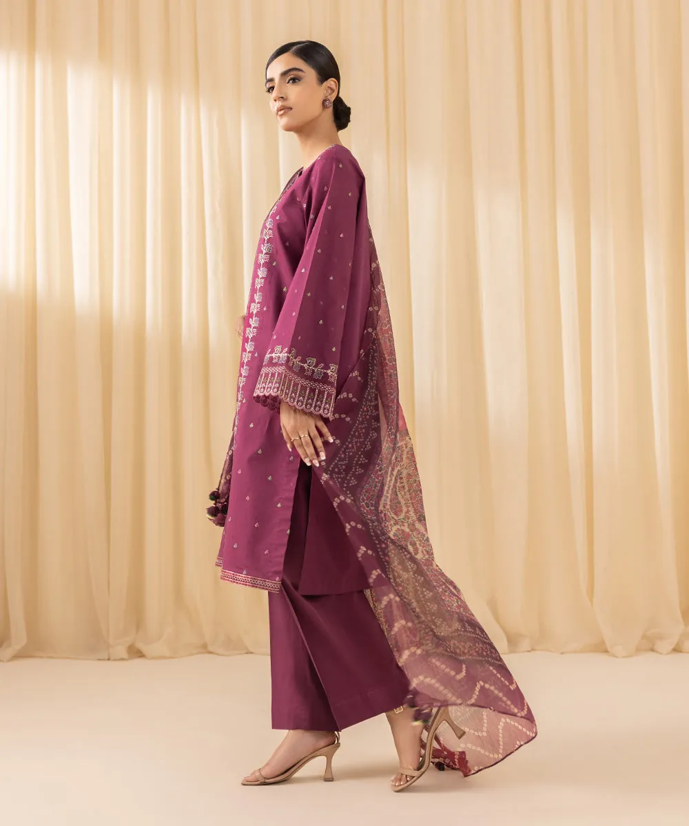 3 Piece -  Embroidered Cotton Viscose Suit