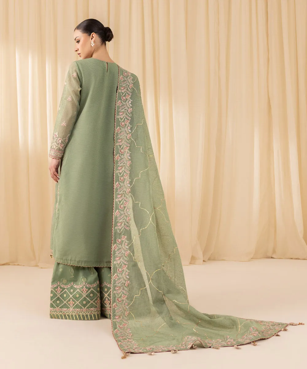 3 Piece -  Embroidered Karandi Suit