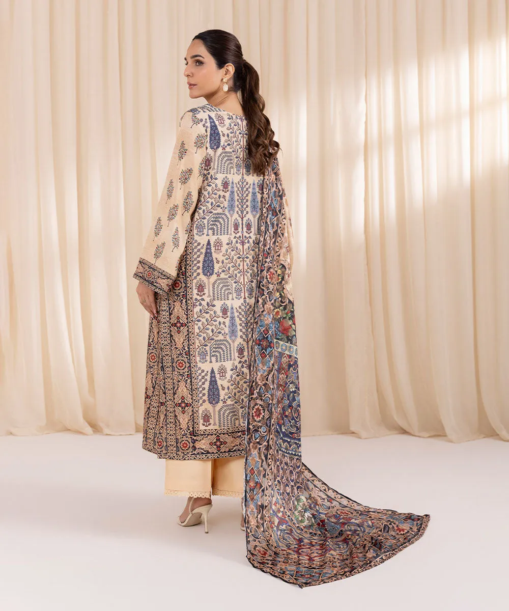 3 Piece - Printed Silk Suit