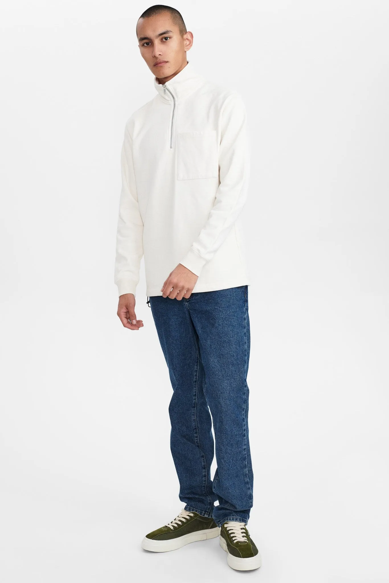 AKCLAUS HALF ZIP RELAXED SWEAT - Tofu