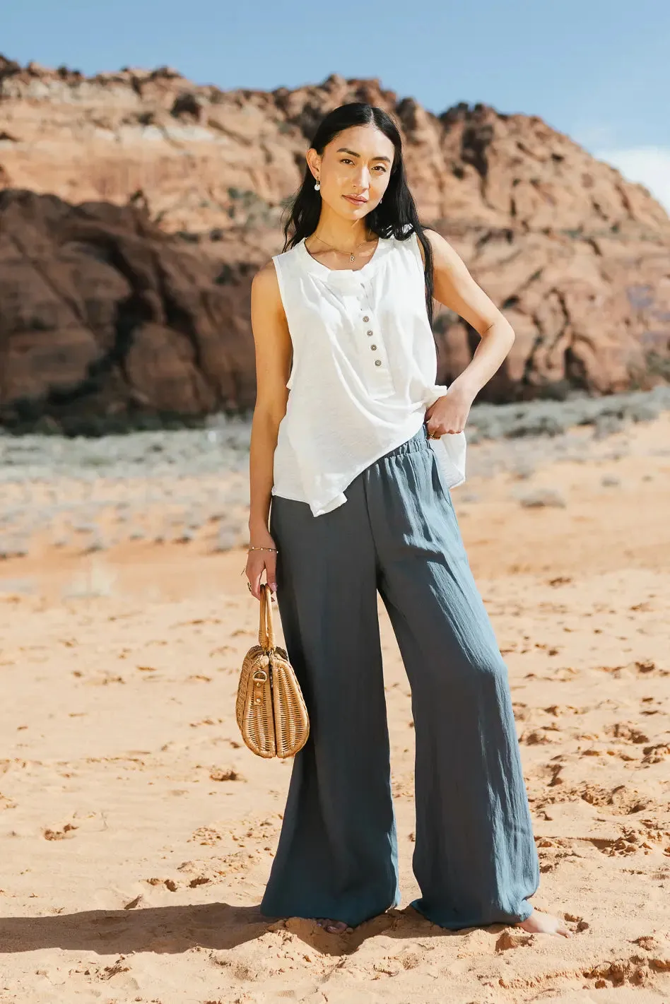 Amaya Wide Leg Pants in Slate