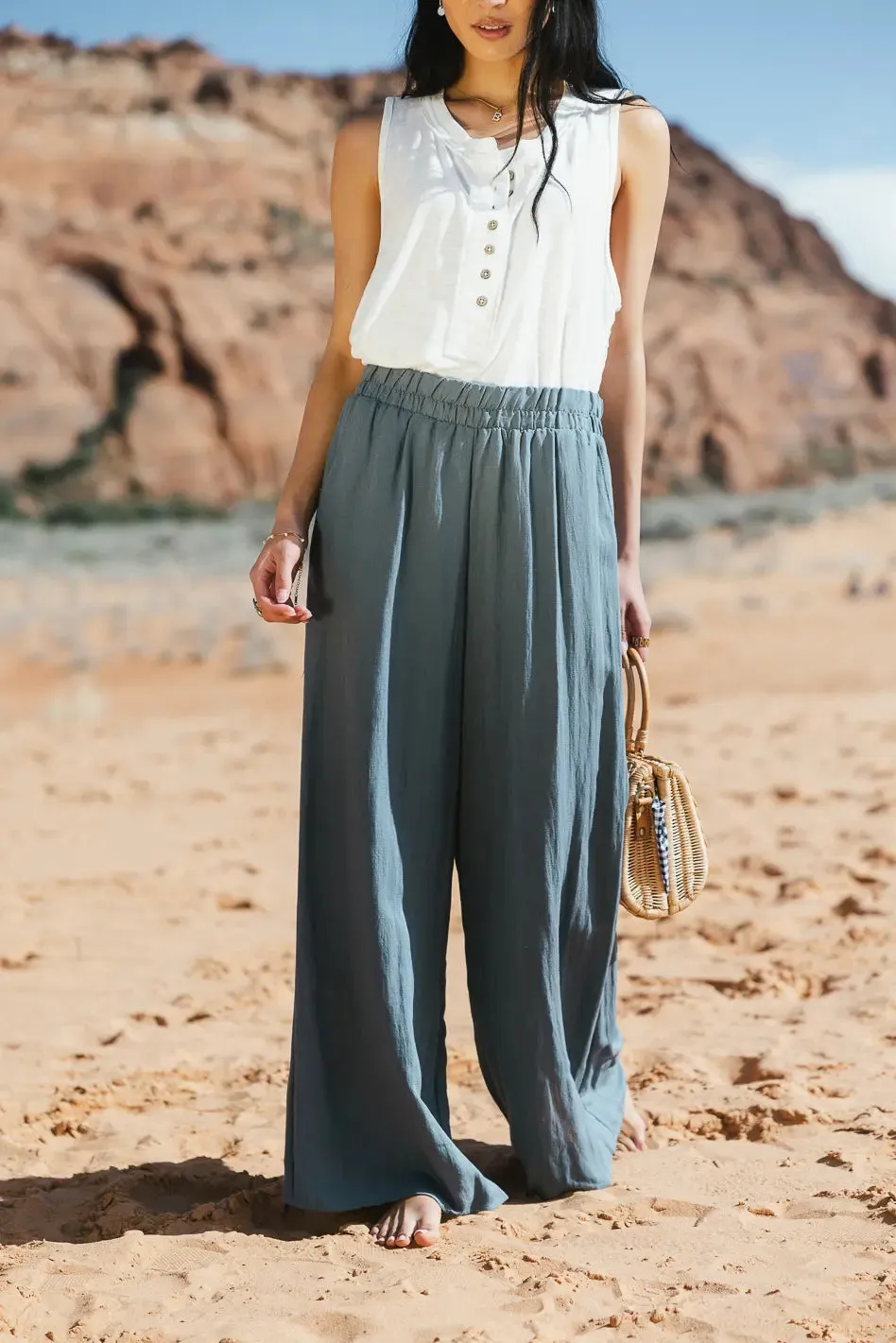 Amaya Wide Leg Pants in Slate