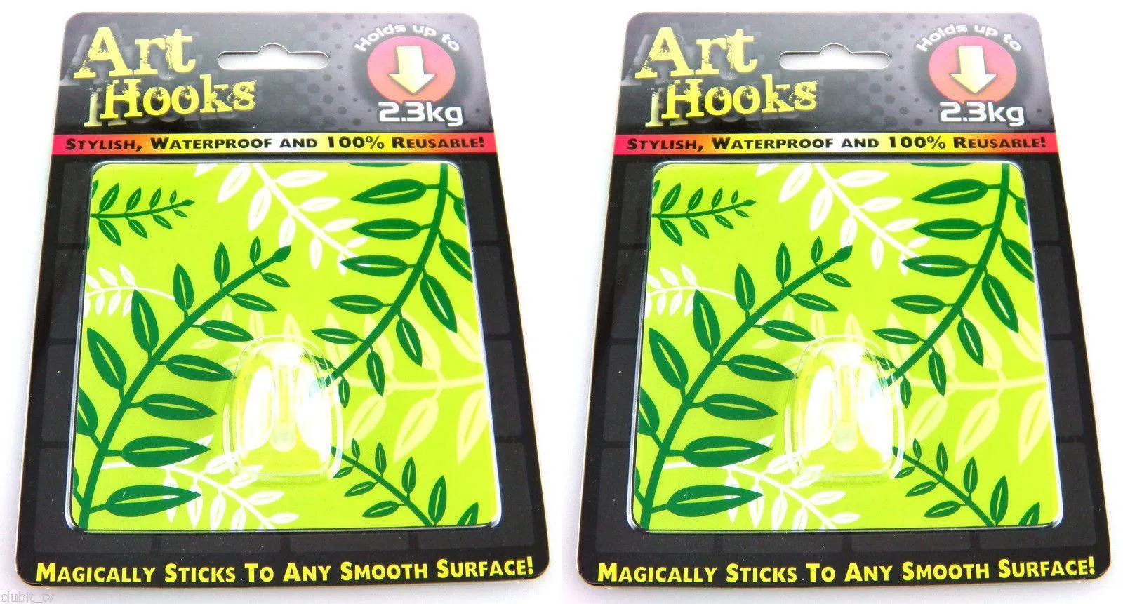 ART HOOKS - Twin Pack of Waterproof Reusable Self Adhesive Hooks