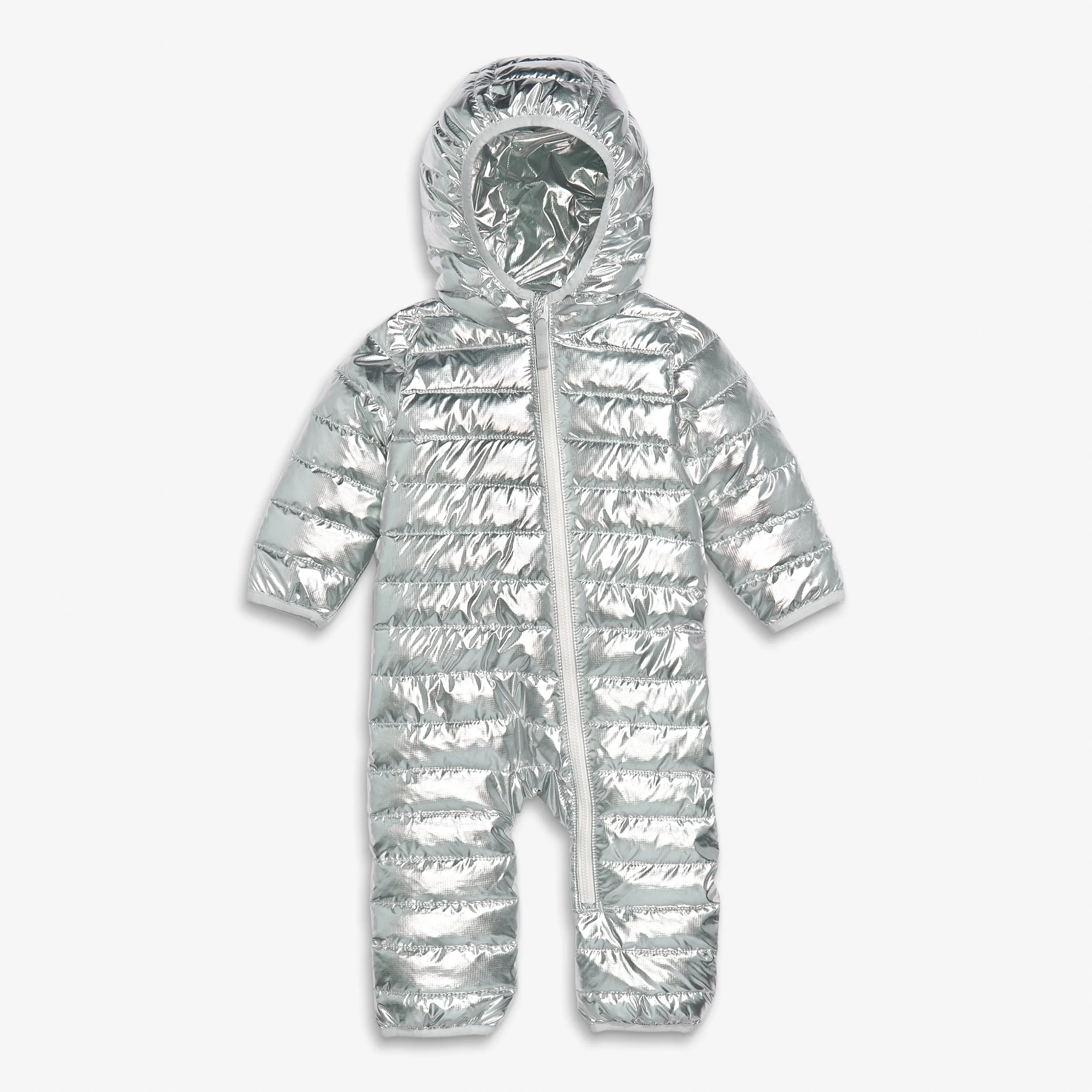 Baby lightweight puffer suit in silver