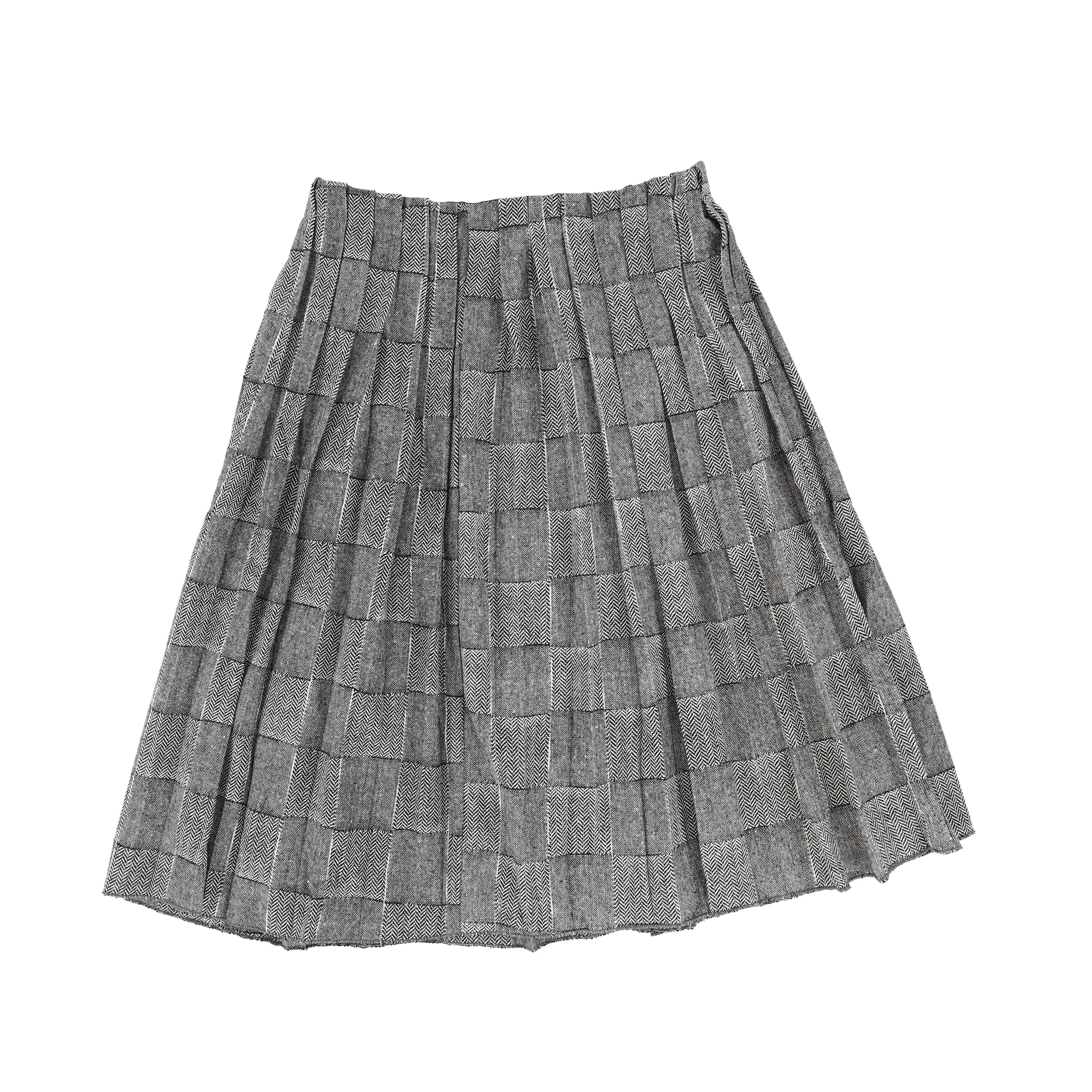 BAMBOO BLACK/WHITE MIXED PRINT BOX SKIRT [Final Sale]