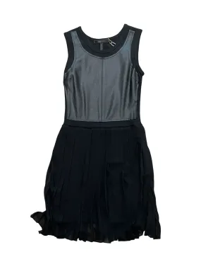 BCBG Maxazria Black Leather Top and Pleated Skirt /xxs