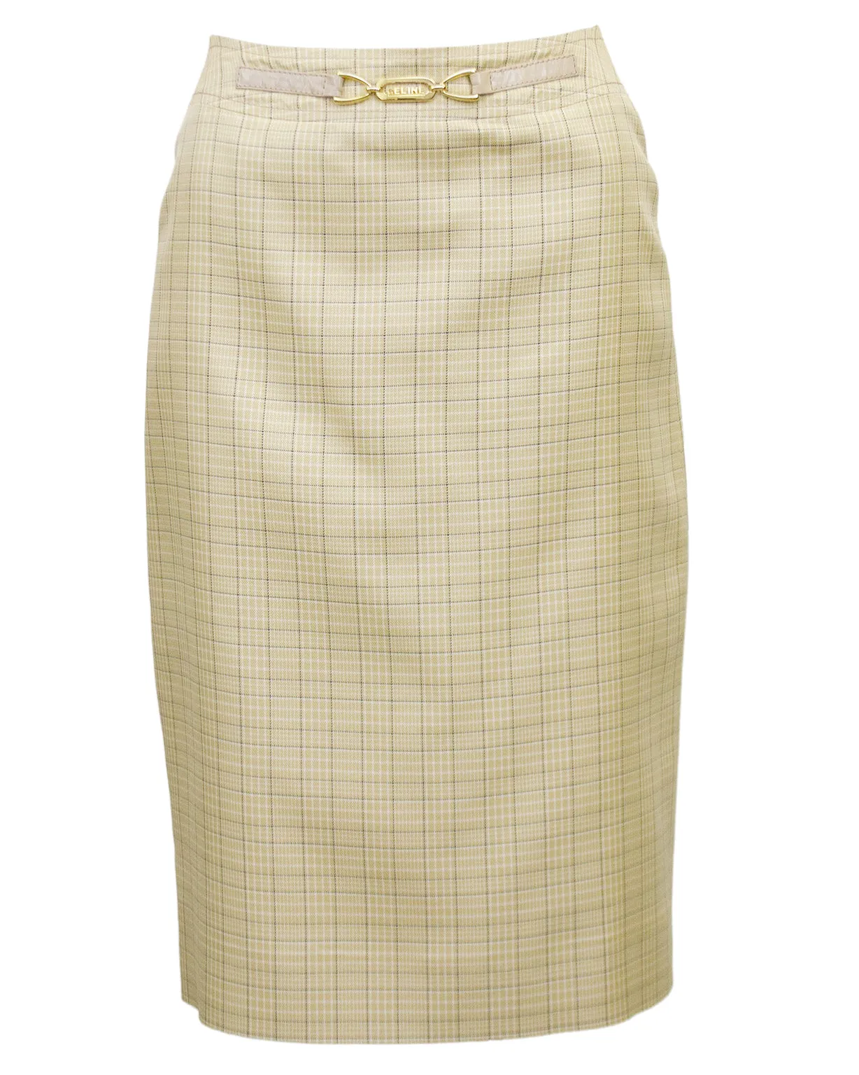 Beige Glen Check Silk Skirt Suit