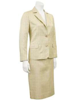 Beige Glen Check Silk Skirt Suit