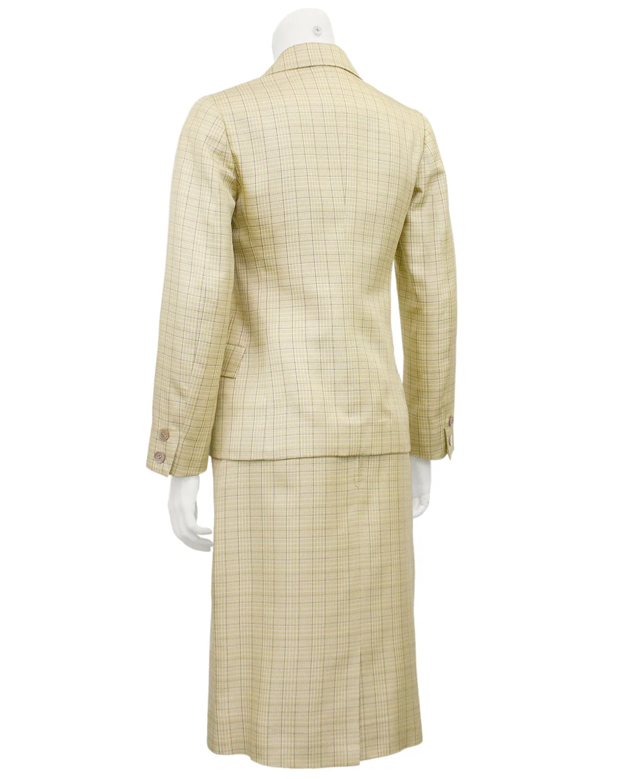 Beige Glen Check Silk Skirt Suit