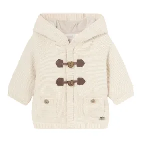 Beige Hooded Knit Cardigan