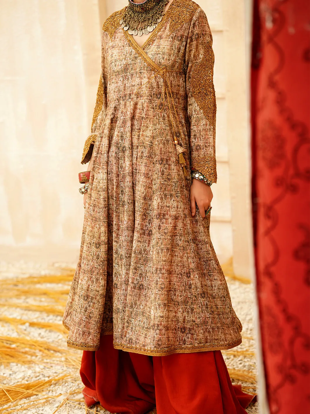 Beige Jacquard 3 Piece Stitched - ALP-3PS-1166