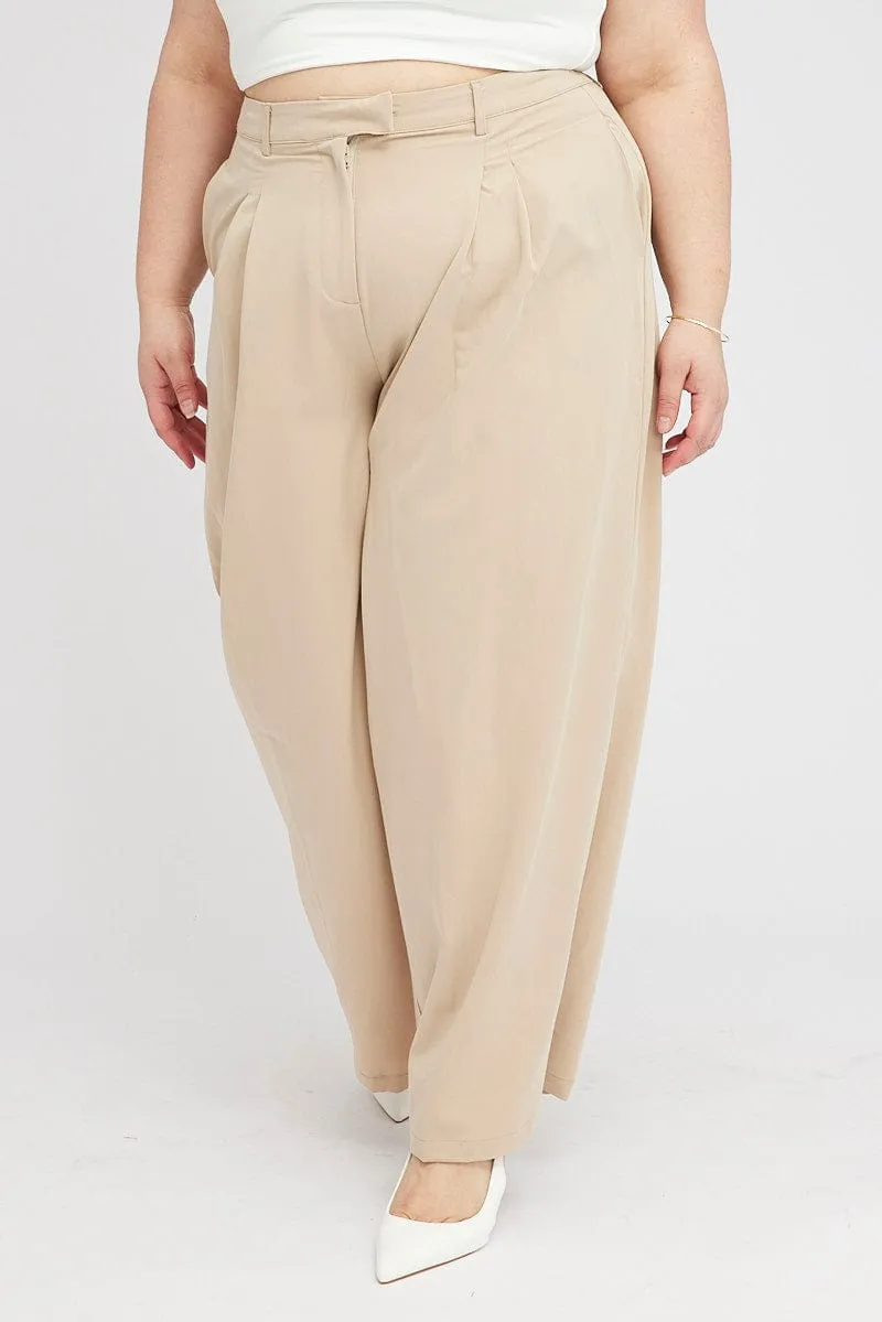 Beige Wide Leg Pants Tailored