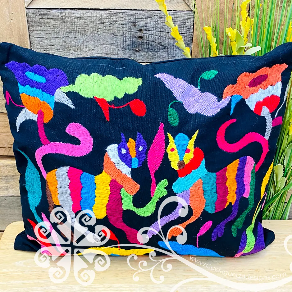 Black Otomi Decorative Pillow Cases - with Zipper