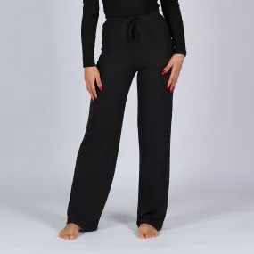 Black Soot | Women Ribbed Wide Leg Lounge Pants