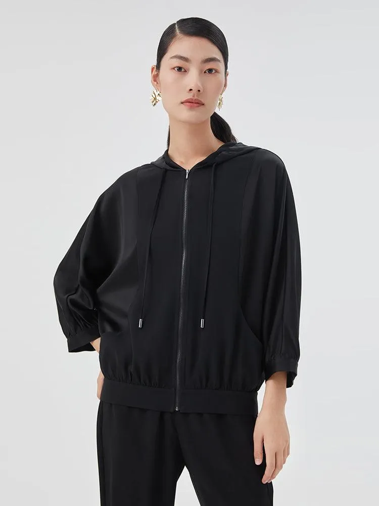 Black Triacetate Hooded Jacket