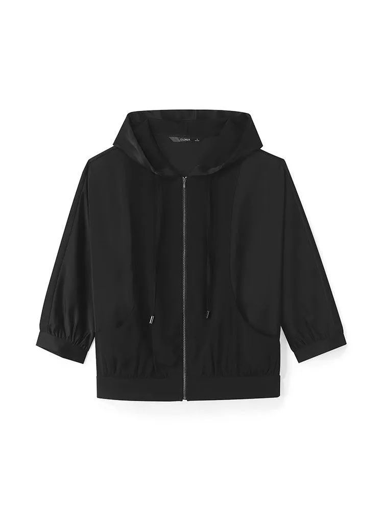 Black Triacetate Hooded Jacket