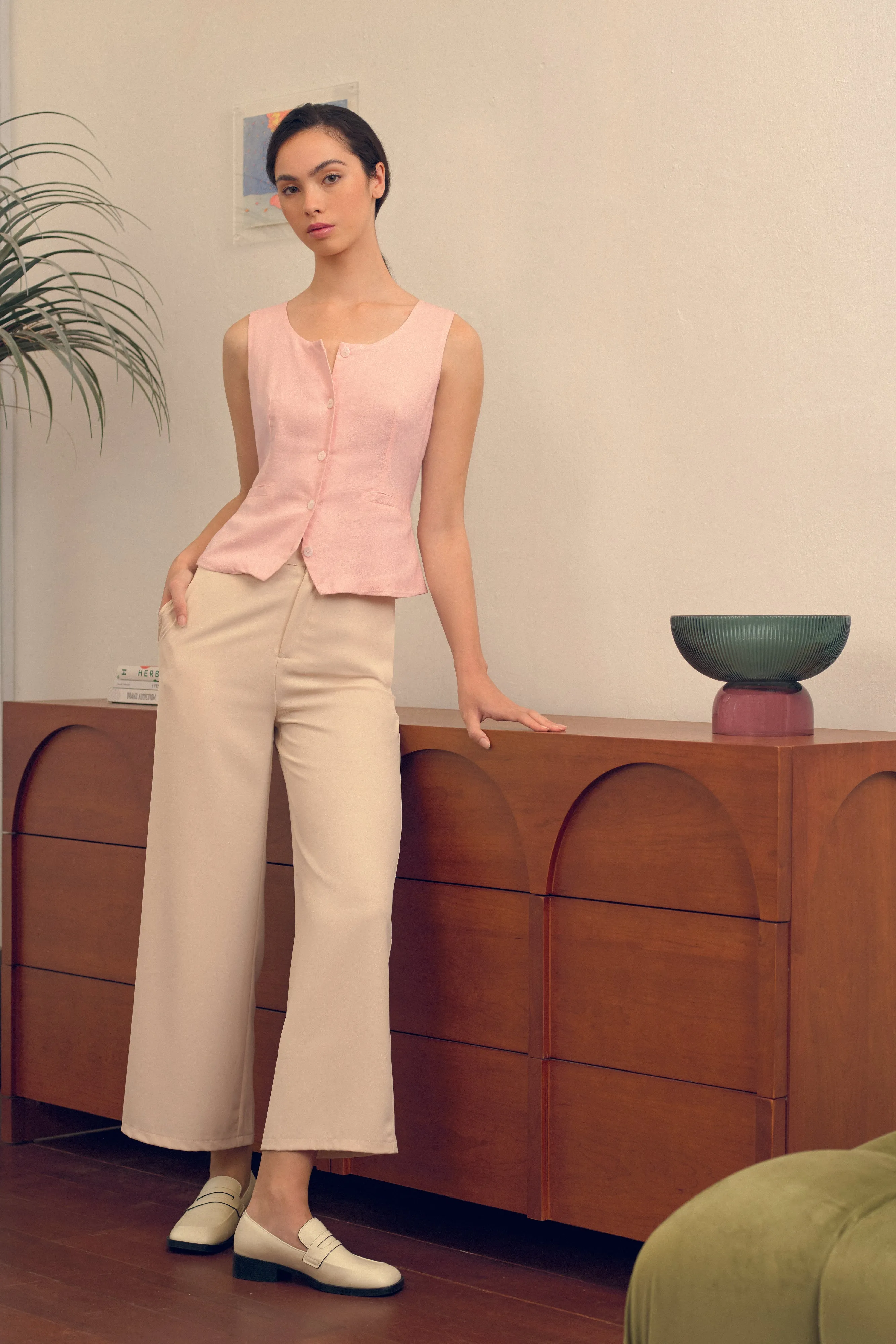 Boey Wide-Leg Pants in Beige