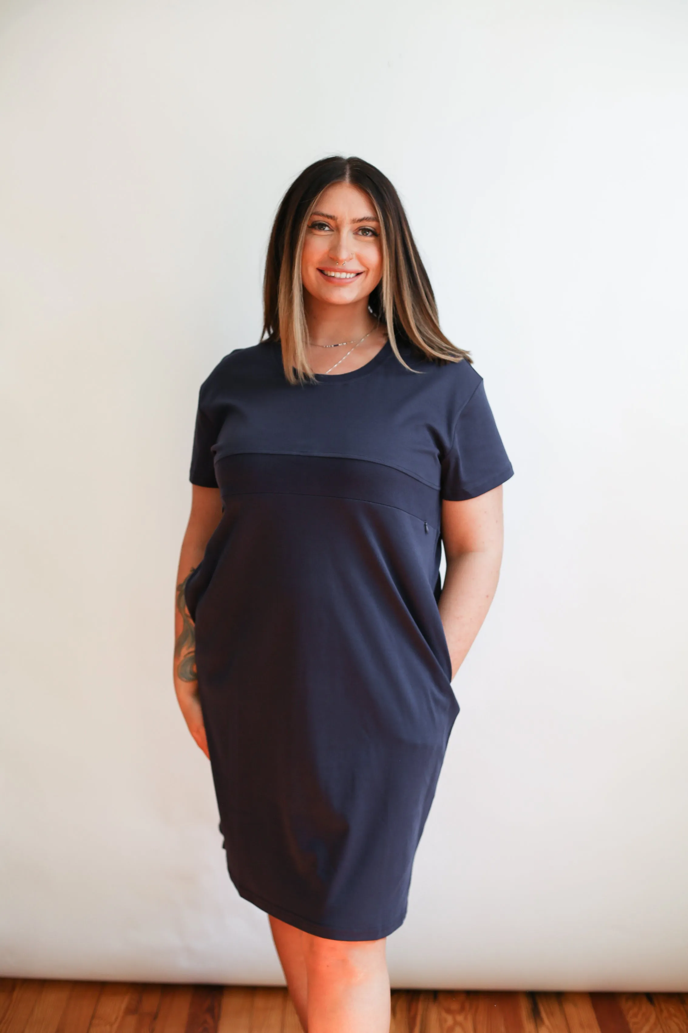 Breastfeeding Invisible Zipper T-Shirt Dress