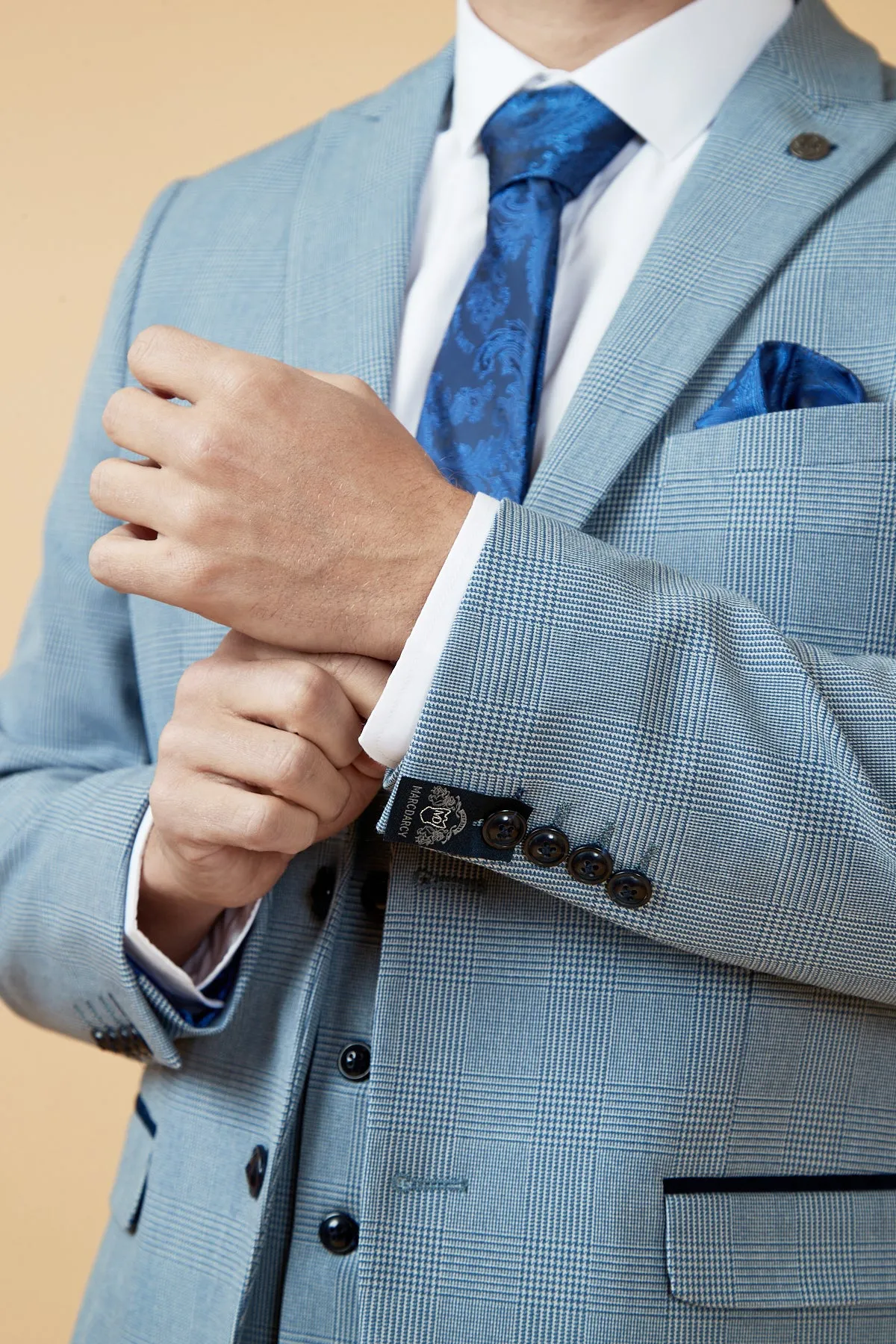 BROMLEY - Sky Blue Check Two Piece Suit