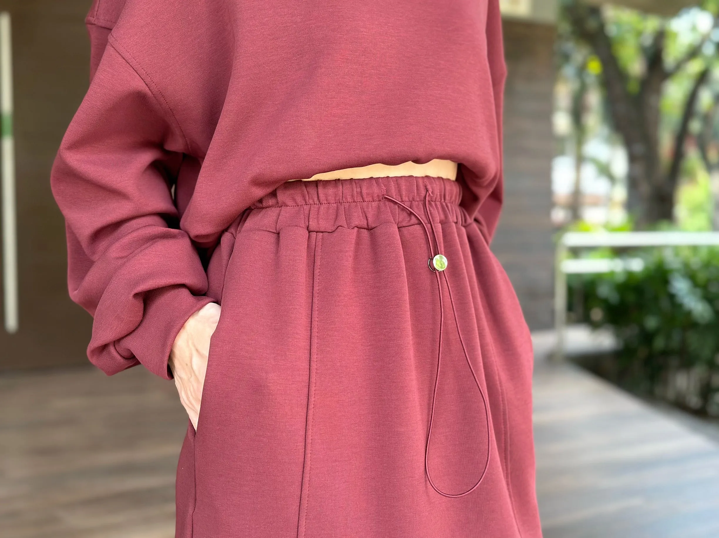 Brooklyn Sweat Skirt in Maroon