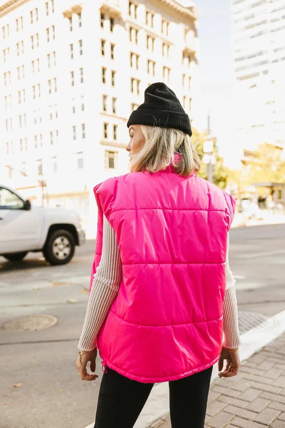 Caelan Puffer Vest in Pink