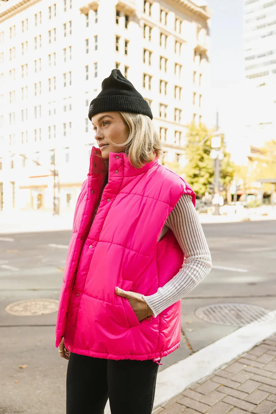 Caelan Puffer Vest in Pink