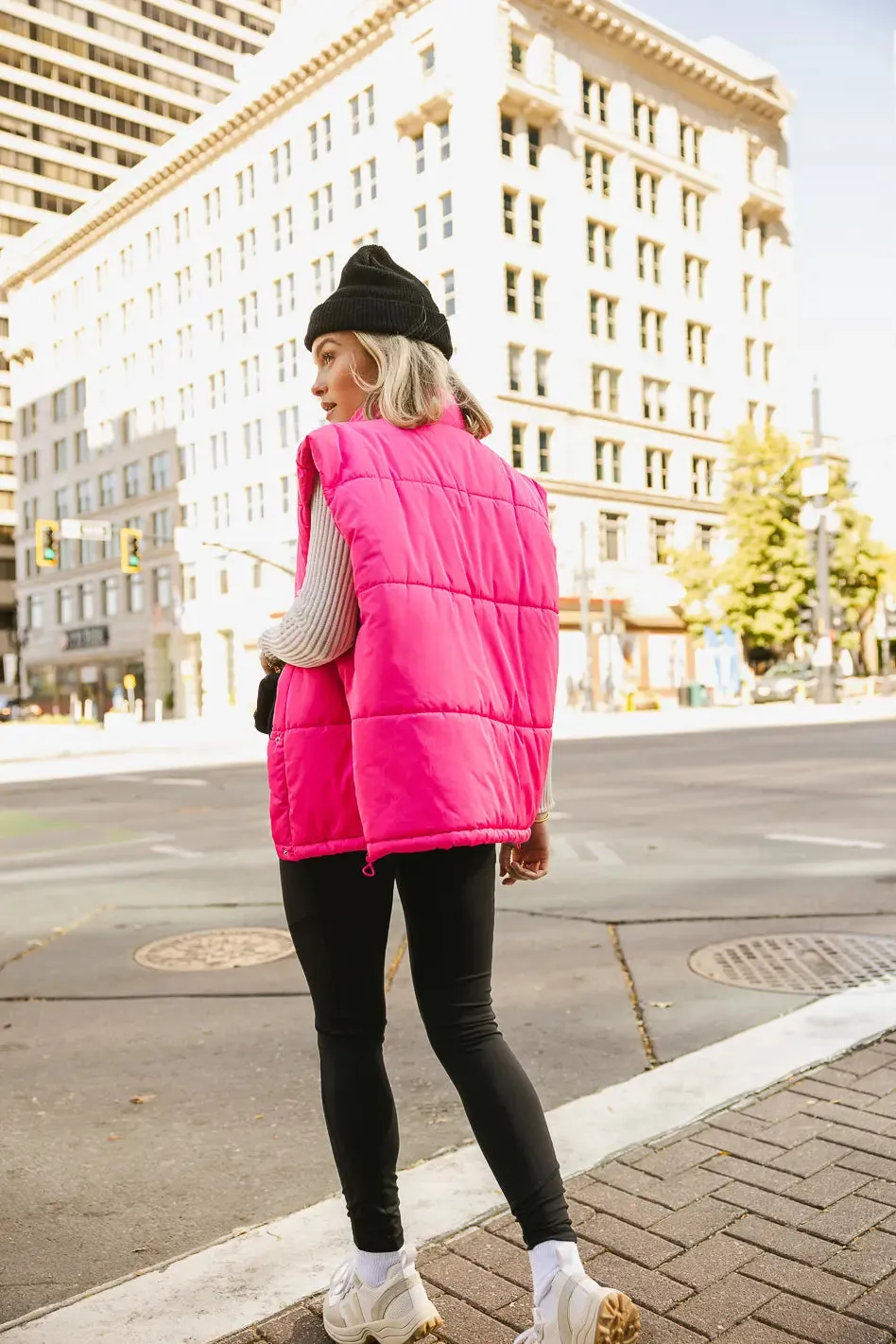 Caelan Puffer Vest in Pink