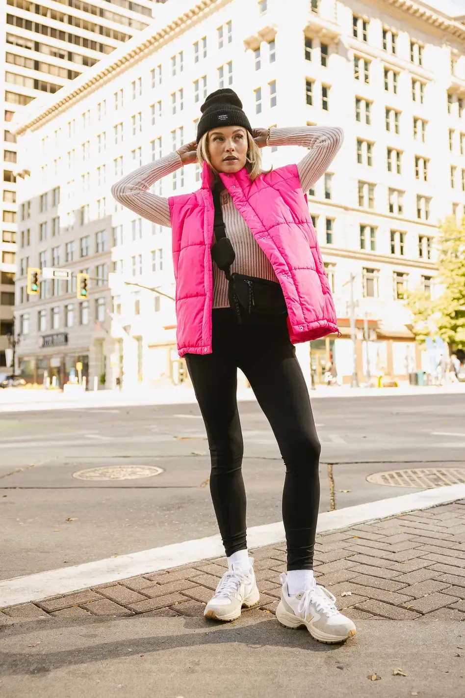 Caelan Puffer Vest in Pink