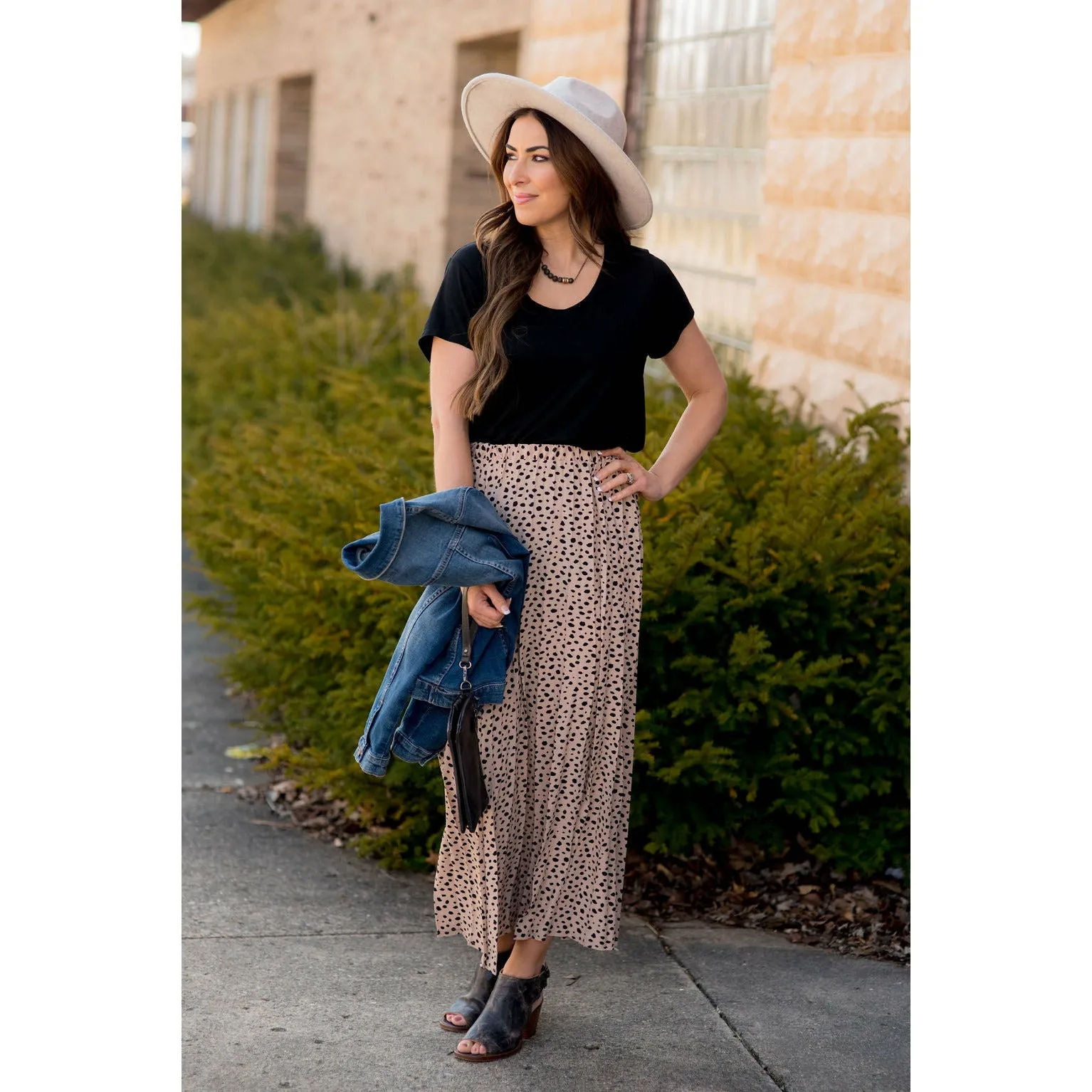 Cheetah Pleated Midi Skirt