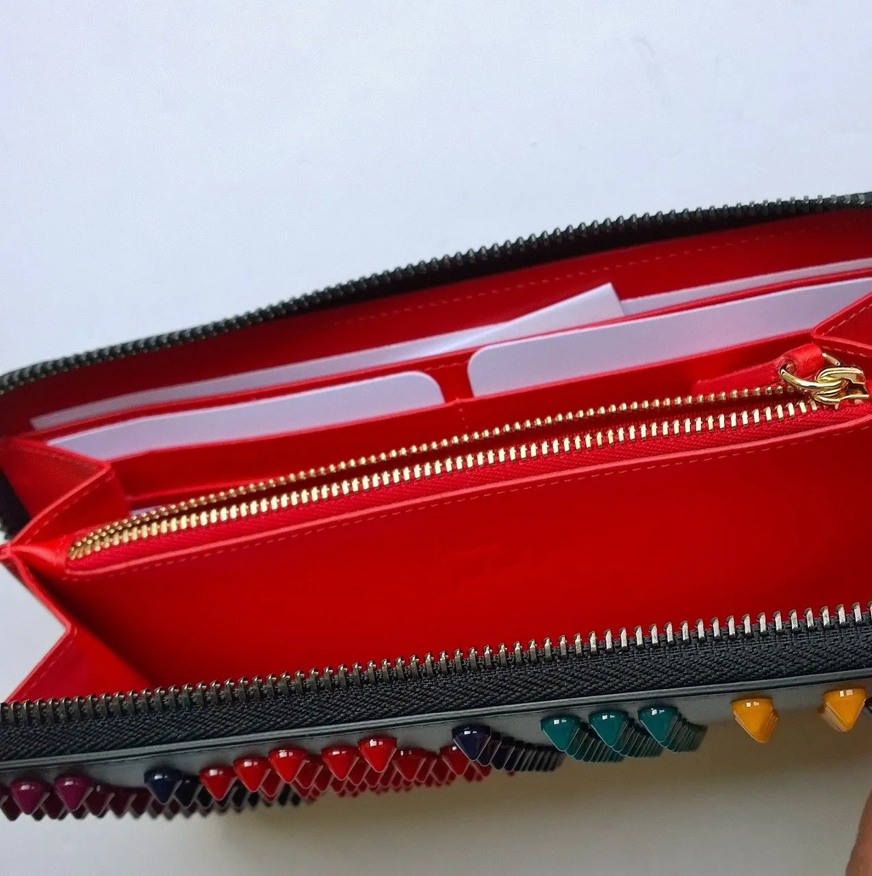 Christian Louboutin Panettone Studs Zipper Continental Wallet Spikes Purse