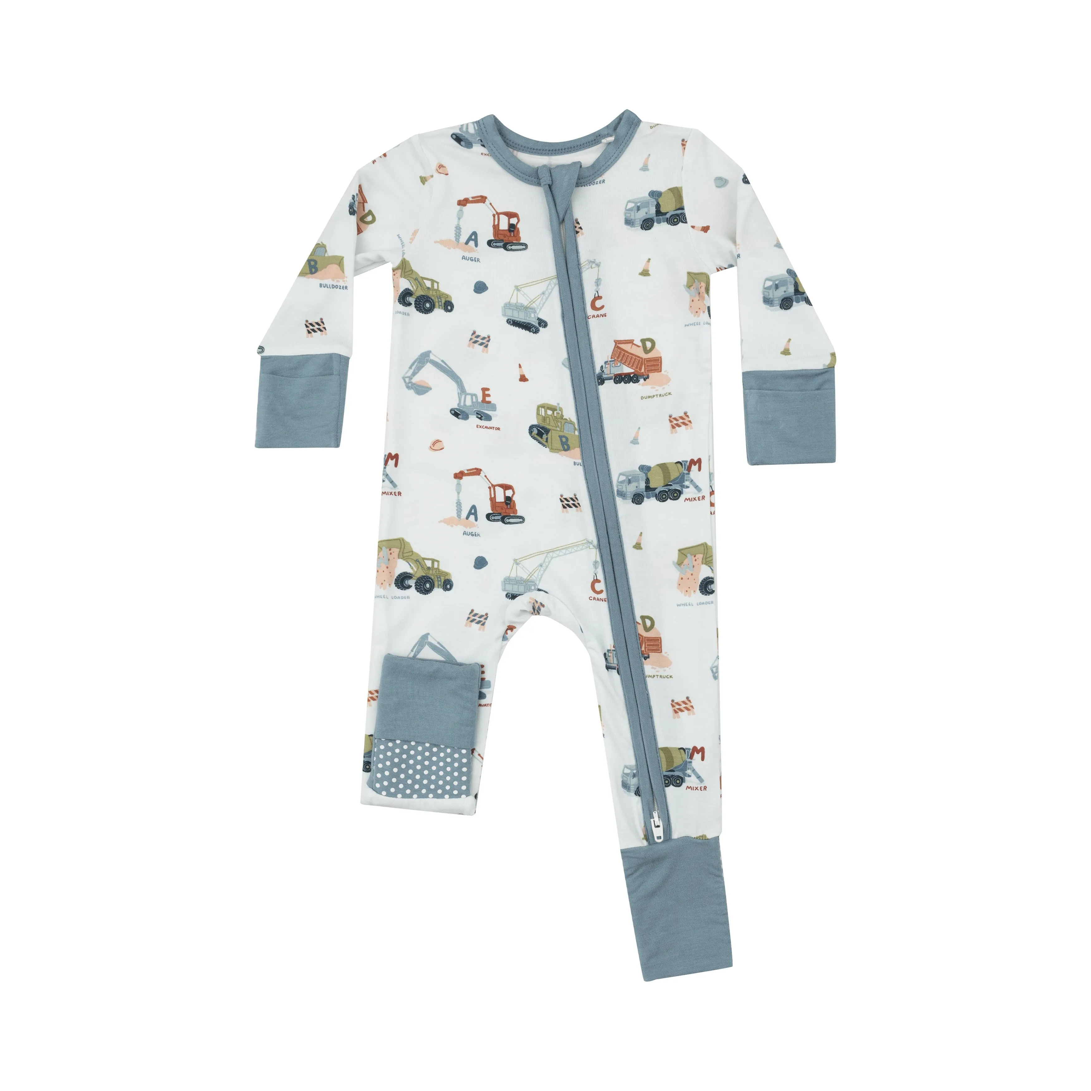 Construction Alphabet Bamboo 2 Way Zipper Coverall