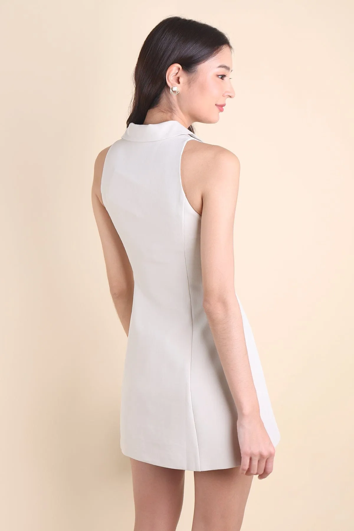 COREY ZIPPER DRESS IN OAT ECRU