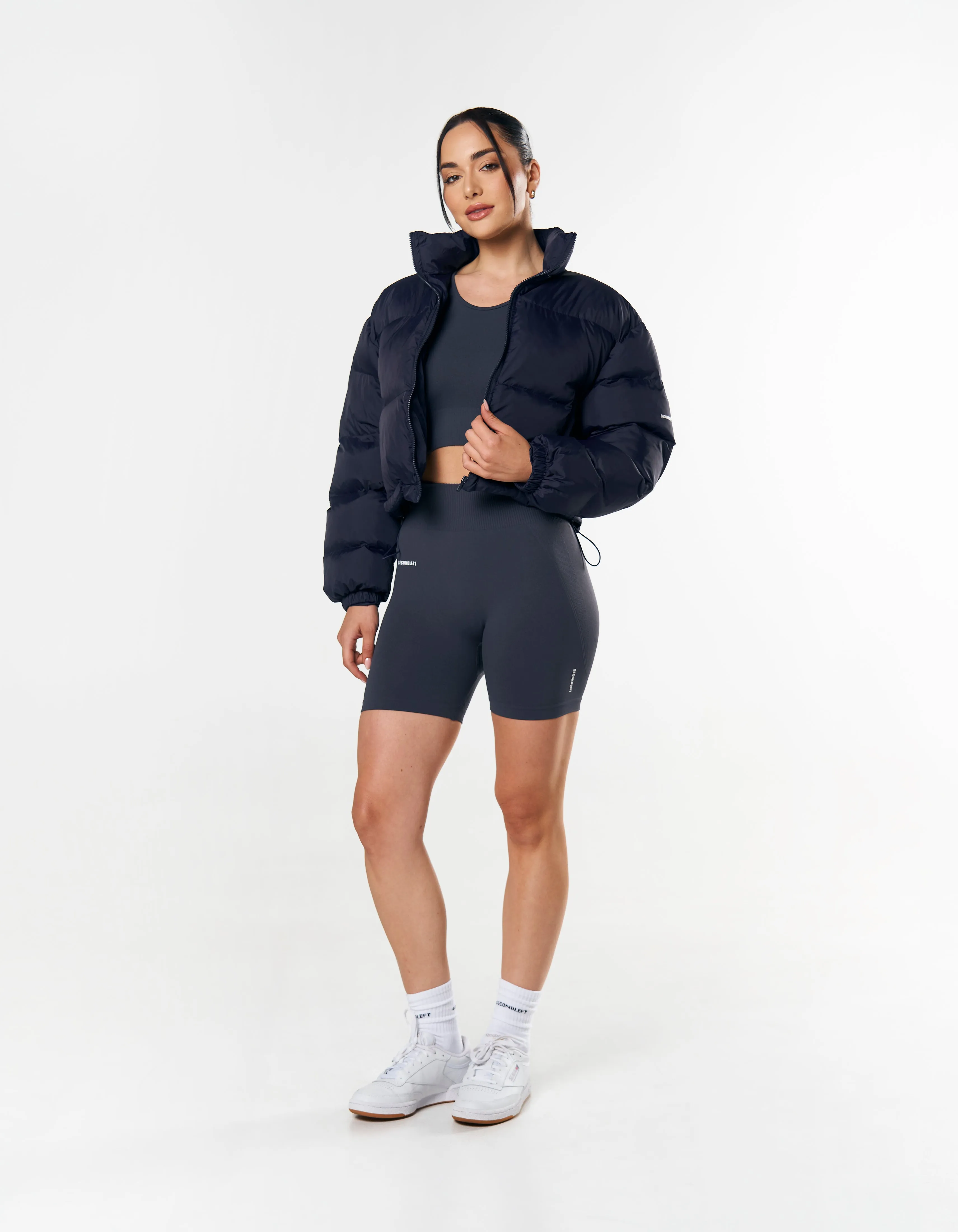 Cropped Puffer - Navy