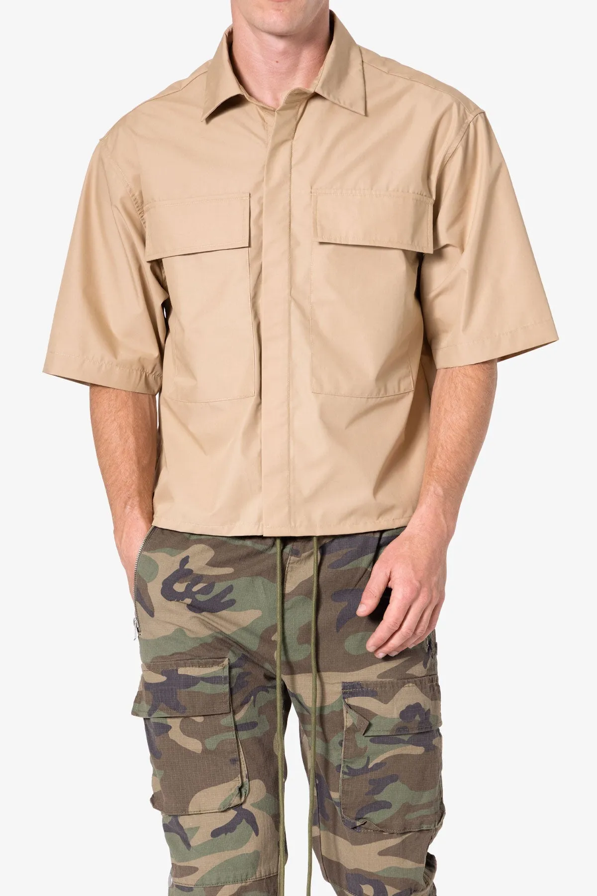 Cropped S/S Shirt - Khaki