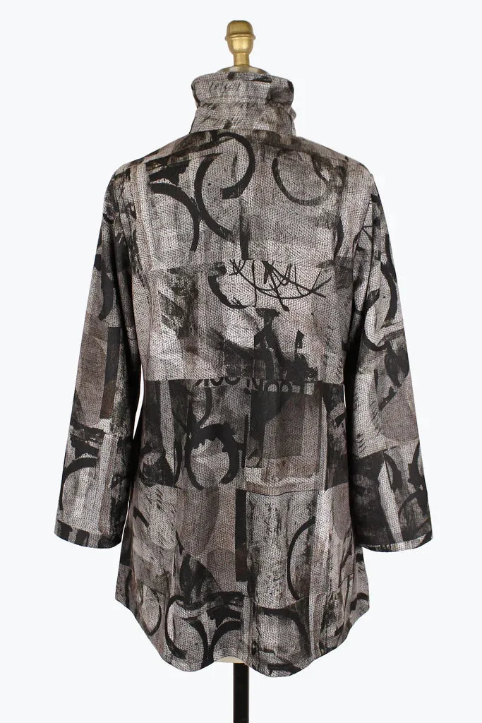 Damee Multi-Print Button Patch Coat 4906-GRY F24