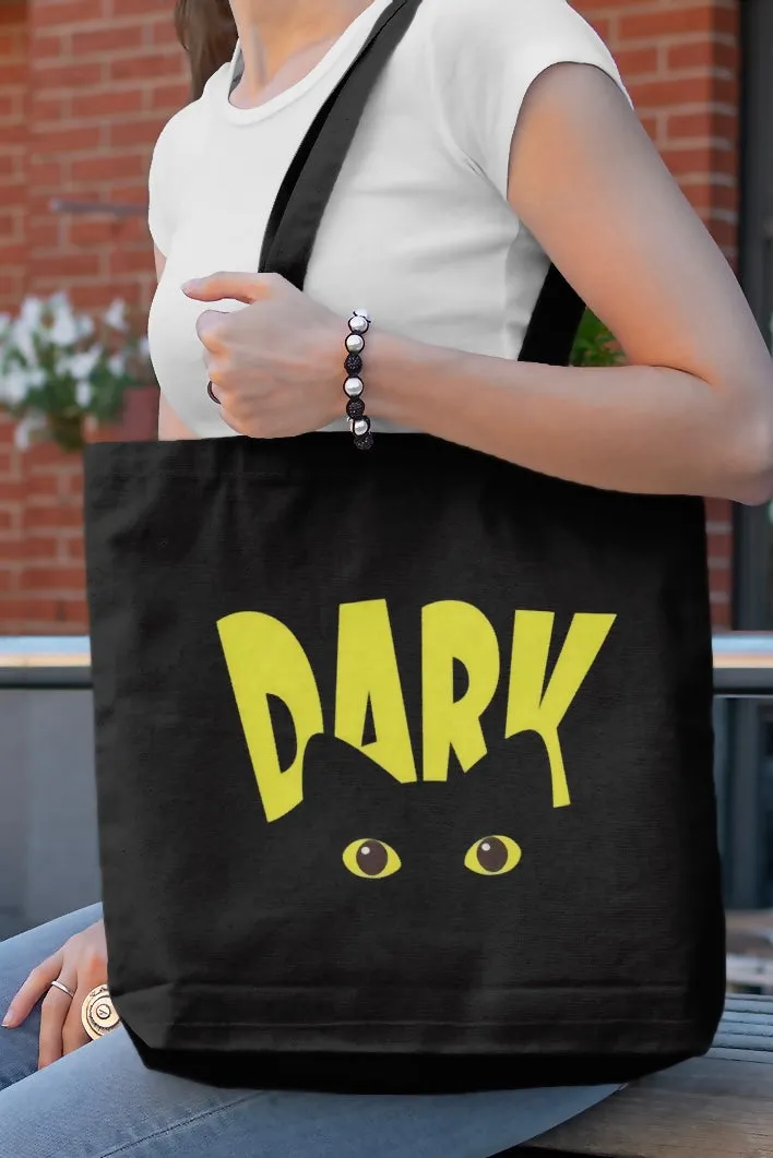 Dark Cat Black Tote Bag With Zipper