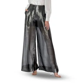 Dark Grey Lame Palazzo Pants