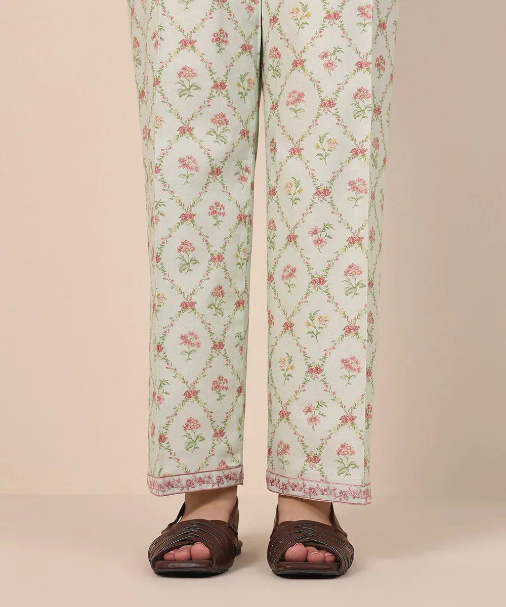 Embroidered Cambric Straight Pants