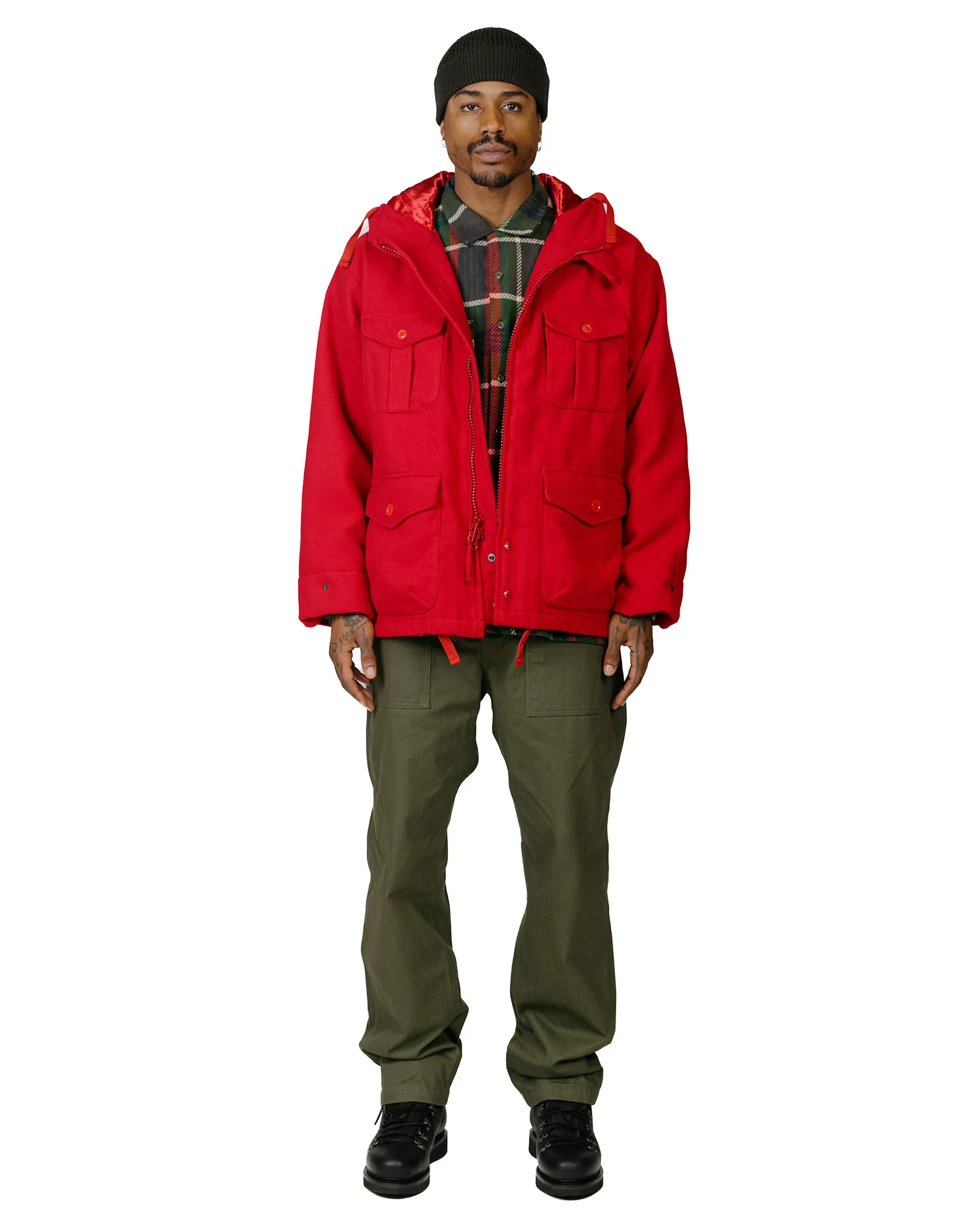 Engineered Garments SAS Jacket Red Fake Poly Fake Melton