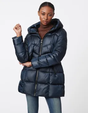 Fab Funnel Shiny Quilted Puffer