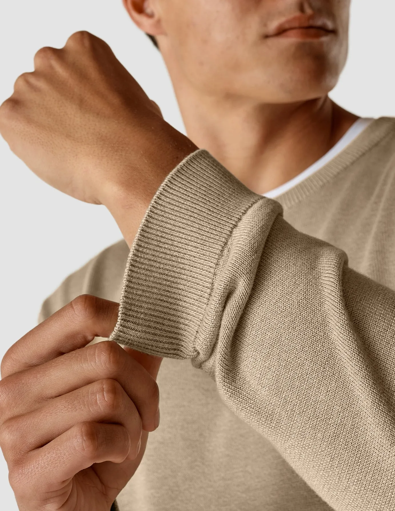 Fine Knit Crewneck Khaki Molinaire