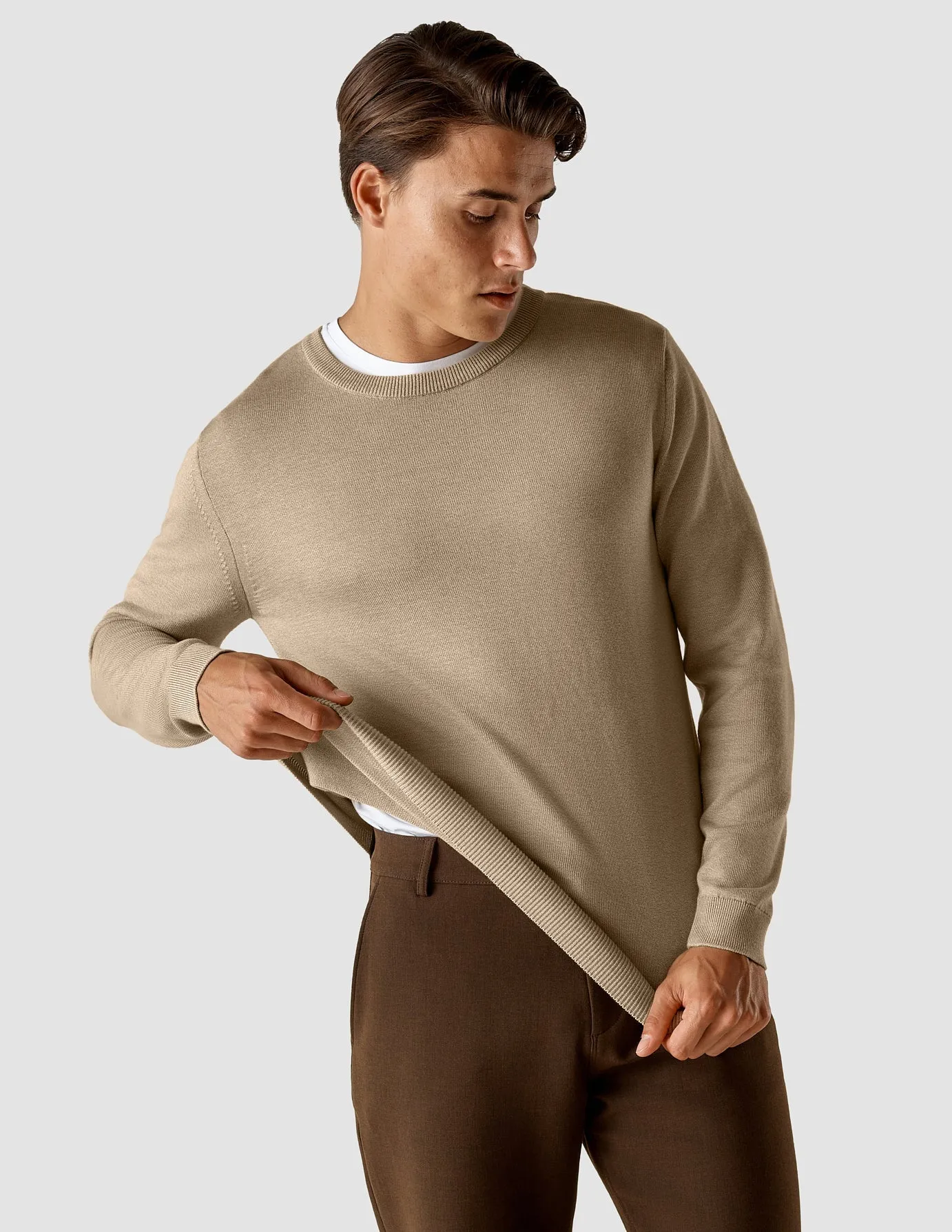 Fine Knit Crewneck Khaki Molinaire