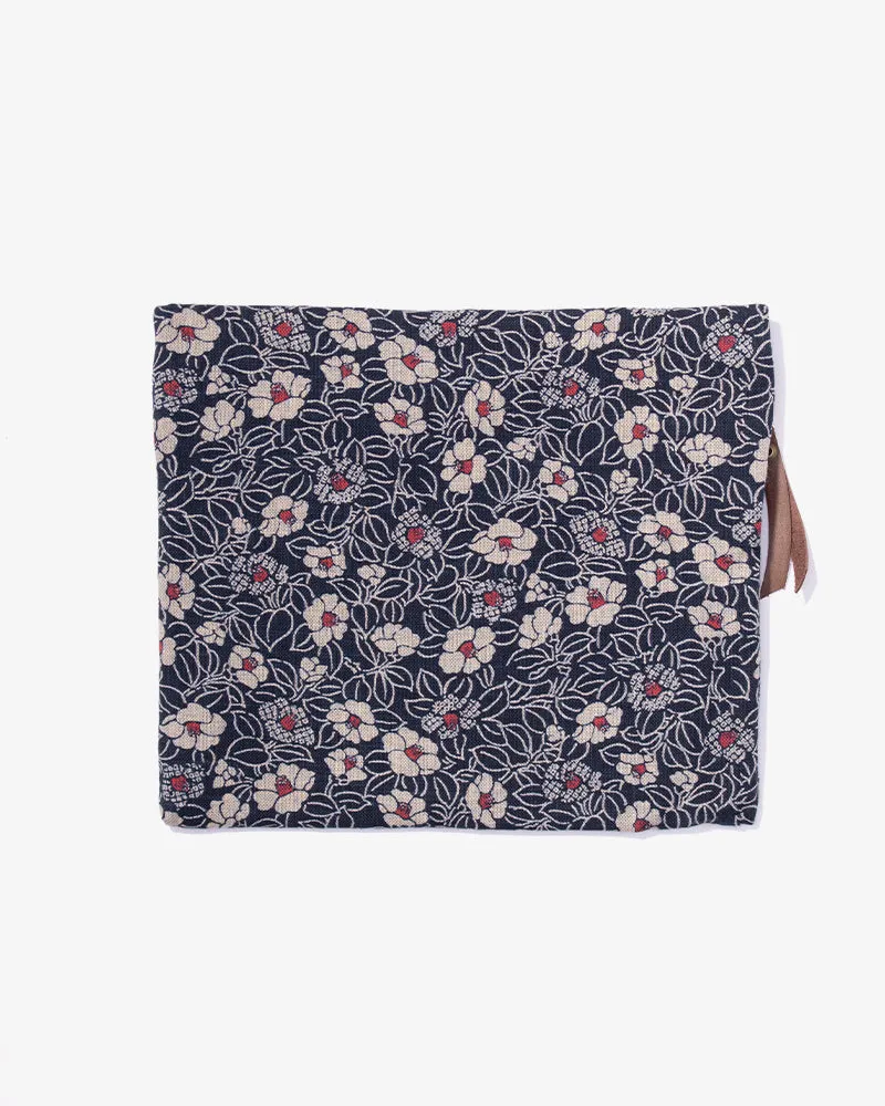 Flat Medium Zipper Pouch, Indigo Small Tsubaki