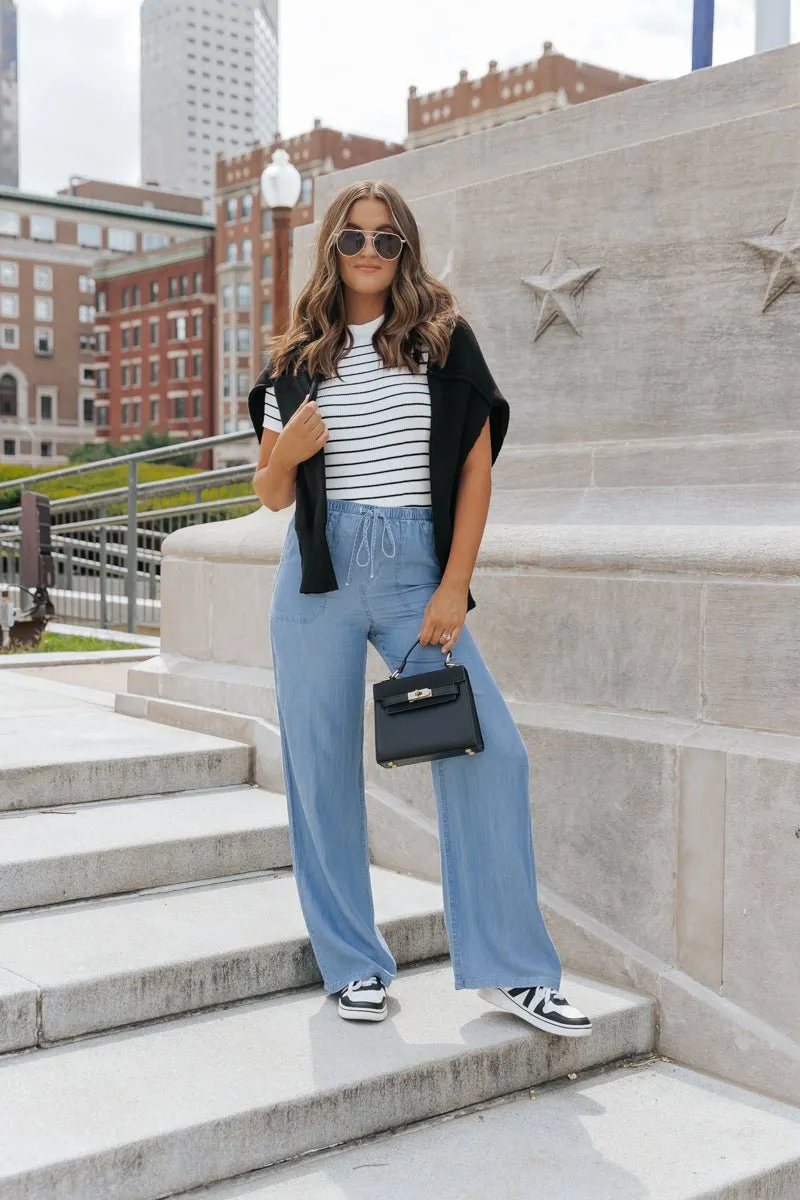 Forever Soft Wide Leg Pants - Chambray