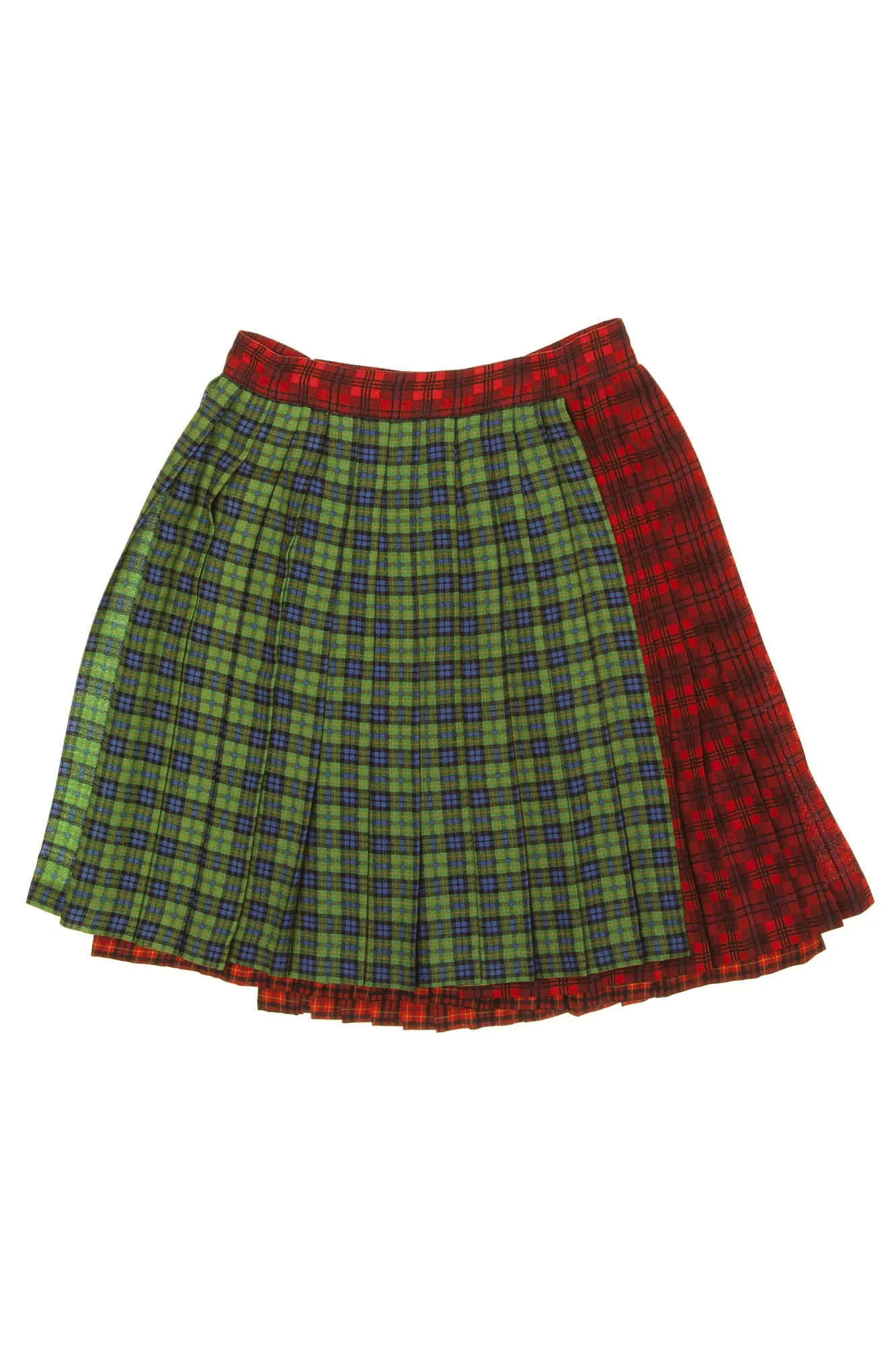 Gianni Versace Couture - Tartan Pleated Wool Blend Green and Red Plaid Skirt - IT 42