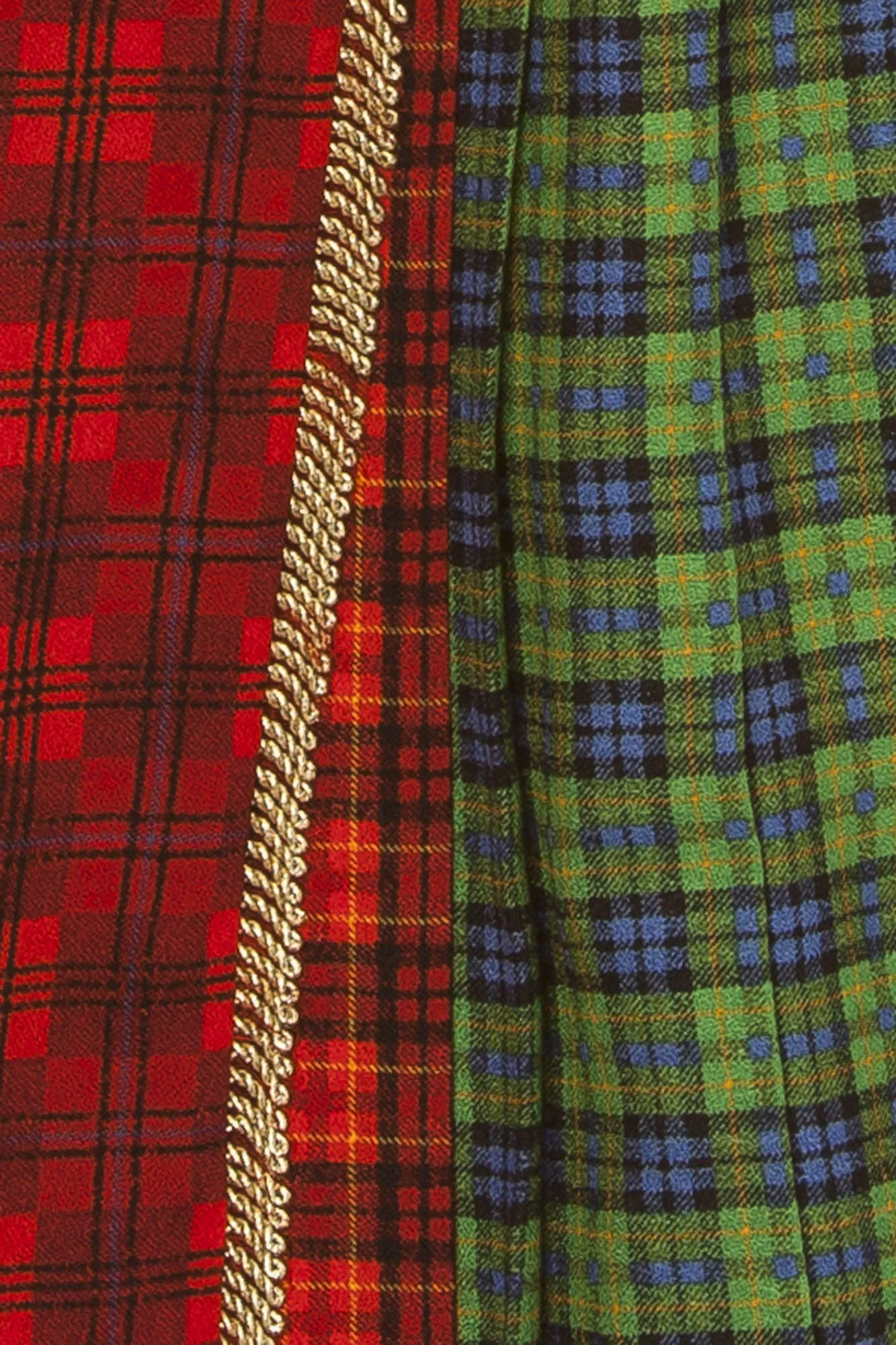 Gianni Versace Couture - Tartan Pleated Wool Blend Green and Red Plaid Skirt - IT 42